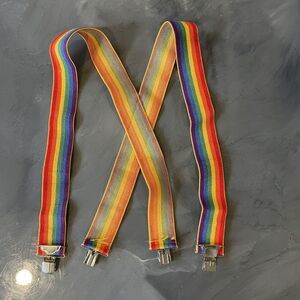 VTG 1970s 1980s Rainbow Suspenders Mork Mindy Ork Clown 2”‎ Wide Adjustable